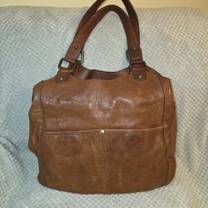 Banana Republic Leather Brown Distressed Pebble Shoulder Bag